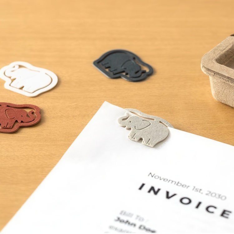 Paper Clips in cardboard, Set of 16, P-CLIPS - PAPER ELEPHANTS, Midori, Assorted