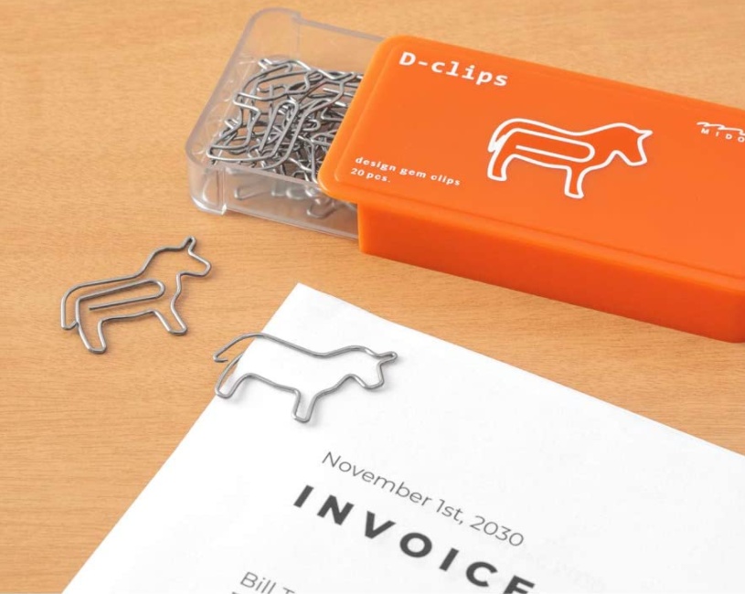 Paper Clips, Set of 20, HORSE, Midori, Orange / silver