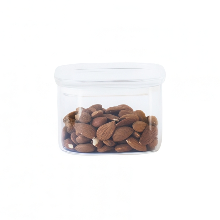 Glass Canister, 0,5 L, PEBBLY SQUARE CLEAR MINI, Clear