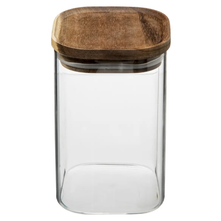 Glass Canister, 1 L, HERMET ACACIA SMALL, Clear / Brown