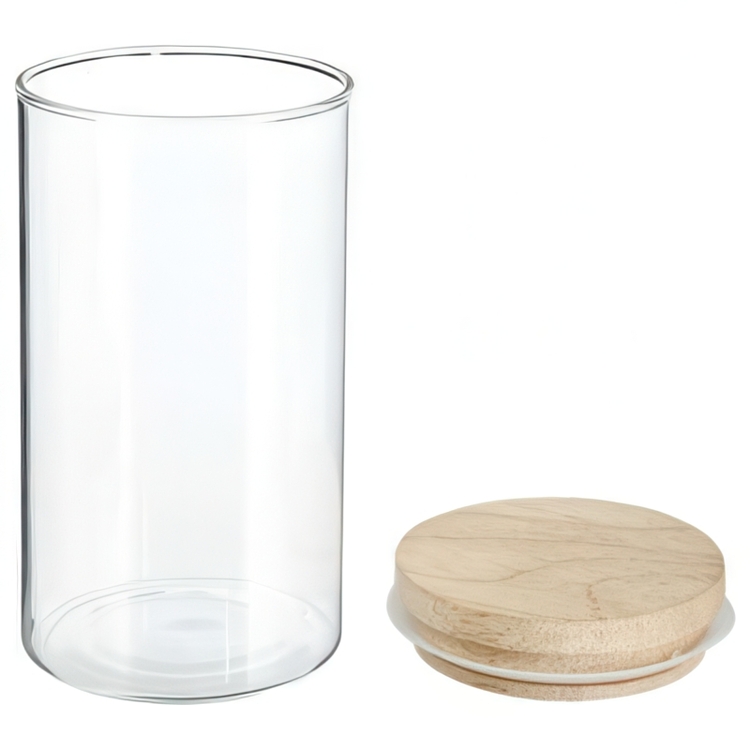 Glass Canister, 1 L, HERMET ROUND MEDIUM, Clear / Nature