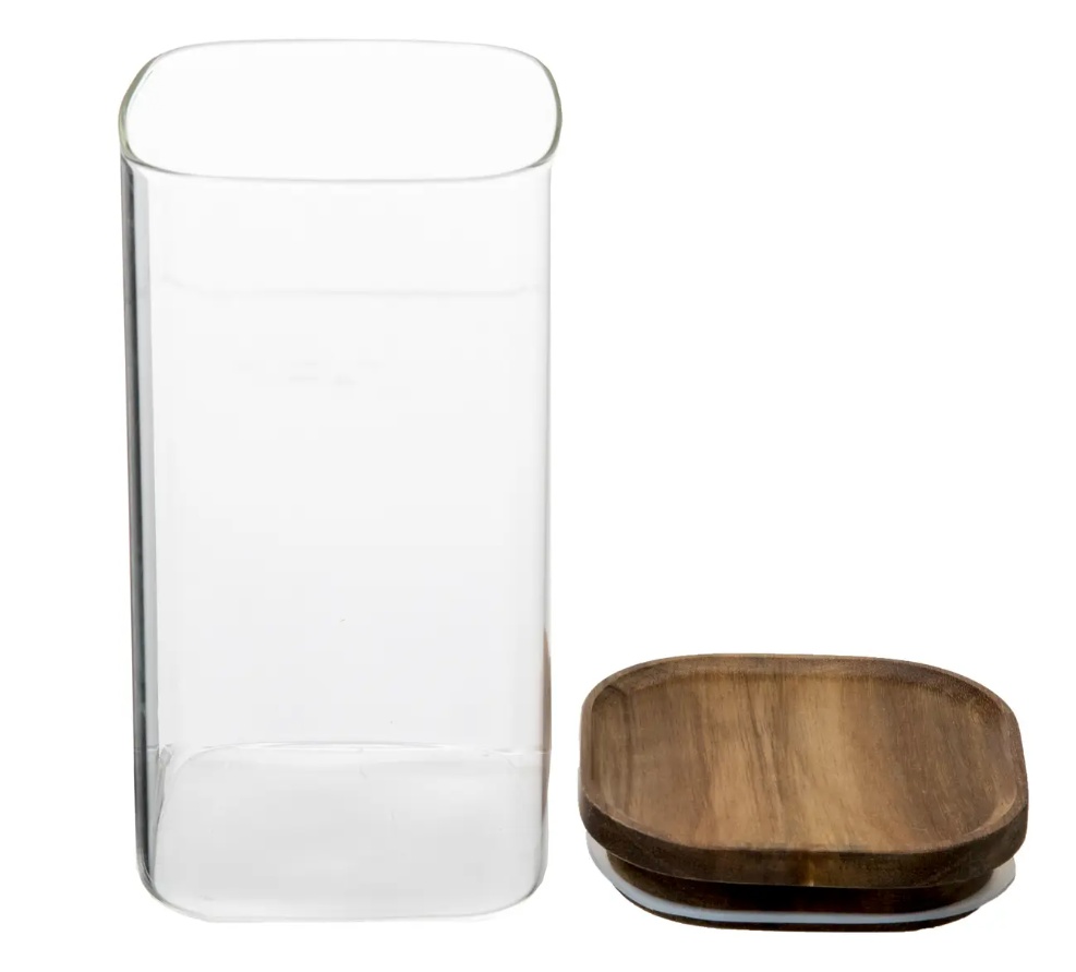 Glass Canister, 1,3 L, HERMET ACACIA MEDIUM, Clear / Brown