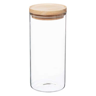 Glass Canister, 1,3 L, HERMET ROUND MEDIUM, Clear / Nature