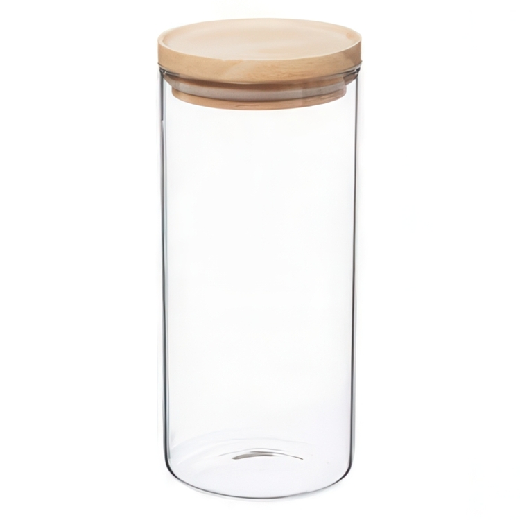 Glass Canister, 1,3 L, HERMET ROUND MEDIUM, Clear / Nature