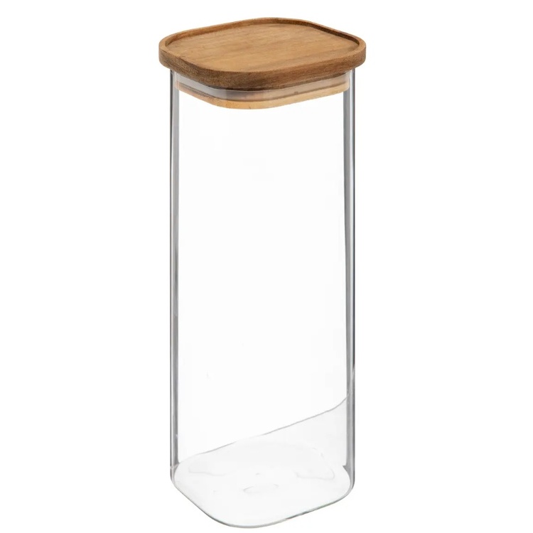 Glass Canister, 2 L, HERMET ACACIA LARGE, Clear / Brown