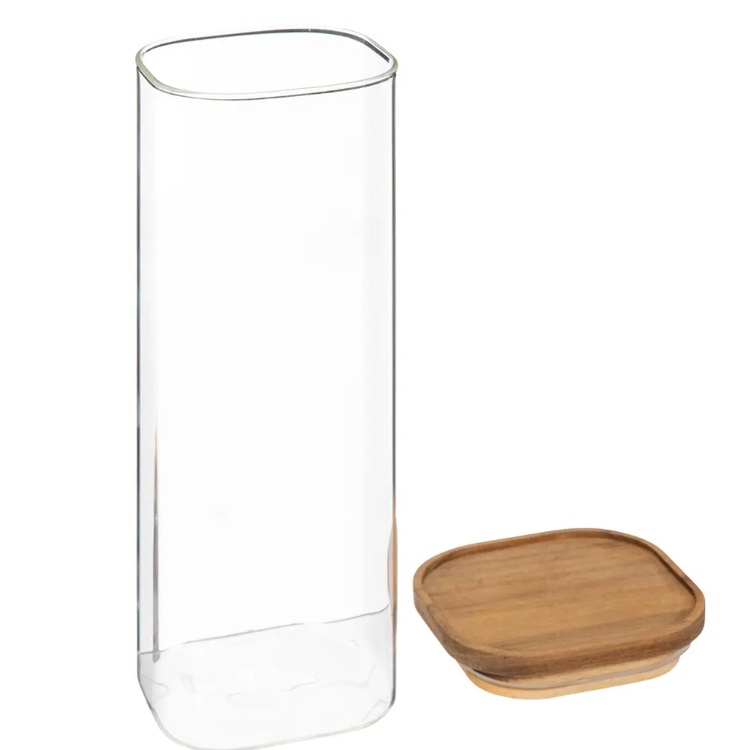 Glass Canister, 2 L, HERMET ACACIA LARGE, Clear / Brown
