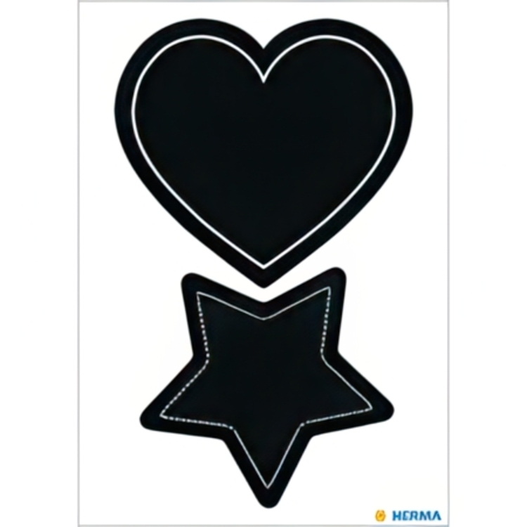 Blackboard Labels, HERMA LARGE HEART / STAR, 4 pcs, Black