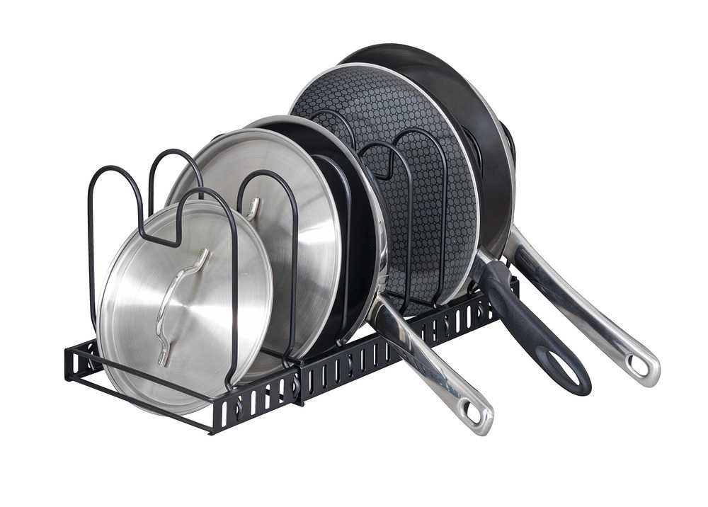 Lids & Pans organizer, DECKELHALTER, Adjustable 30 -57 cm, Black