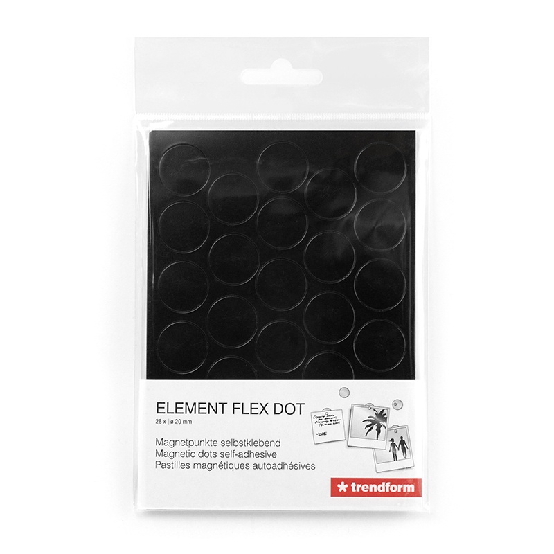 Magnetic dots, self-adhesive, Set of 28, ELEMENT DOT FLEX, Ø 2 cm, Black 