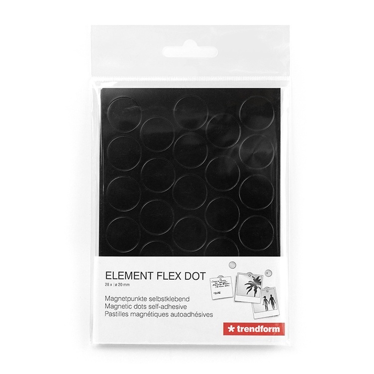 Magnetic dots, self-adhesive, Set of 28, ELEMENT DOT FLEX, Ø 2 cm, Black