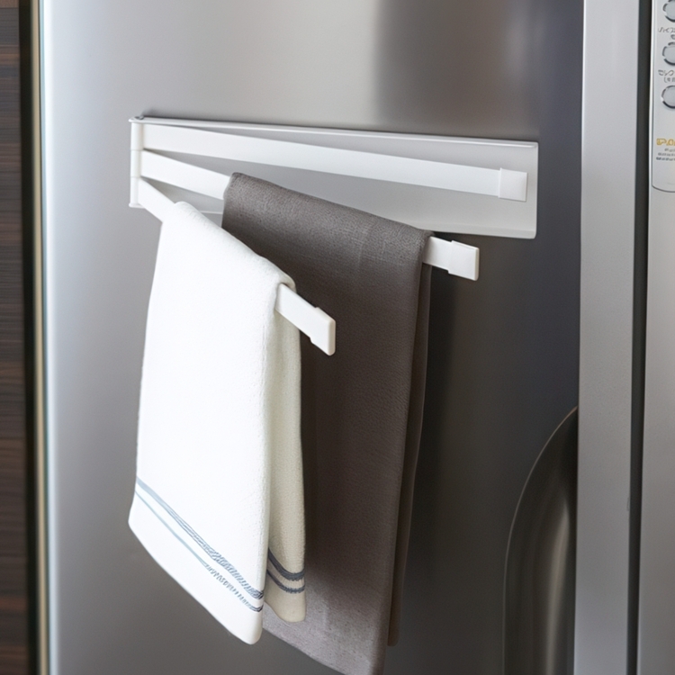 Magnetic Hanger in metal, TOWER TEA-TOWEL HOLDER, Yamazaki, White