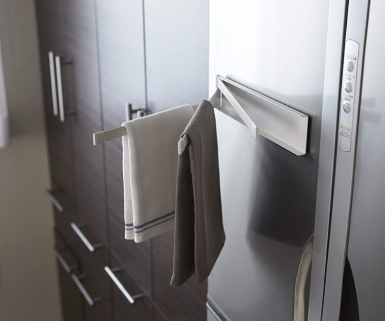 Magnetic Hanger in metal, TOWER TEA-TOWEL HOLDER, Yamazaki, White