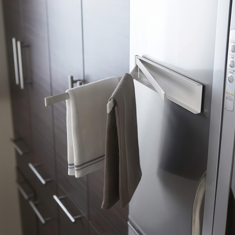 Magnetic Hanger in metal, TOWER TEA-TOWEL HOLDER, Yamazaki, White