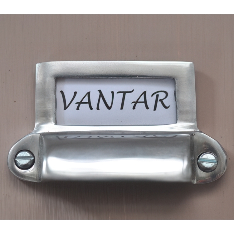 Handle with label holder, EXMEZ, 7 x H 4 cm, Silver