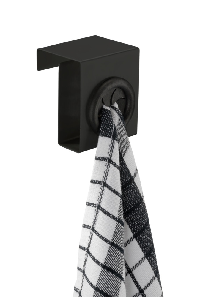 Towel holder over door, Metal, OUT DOOR, Black 