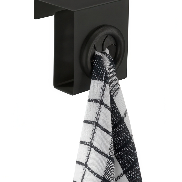 Towel holder over door, Metal, OUT DOOR, Black 