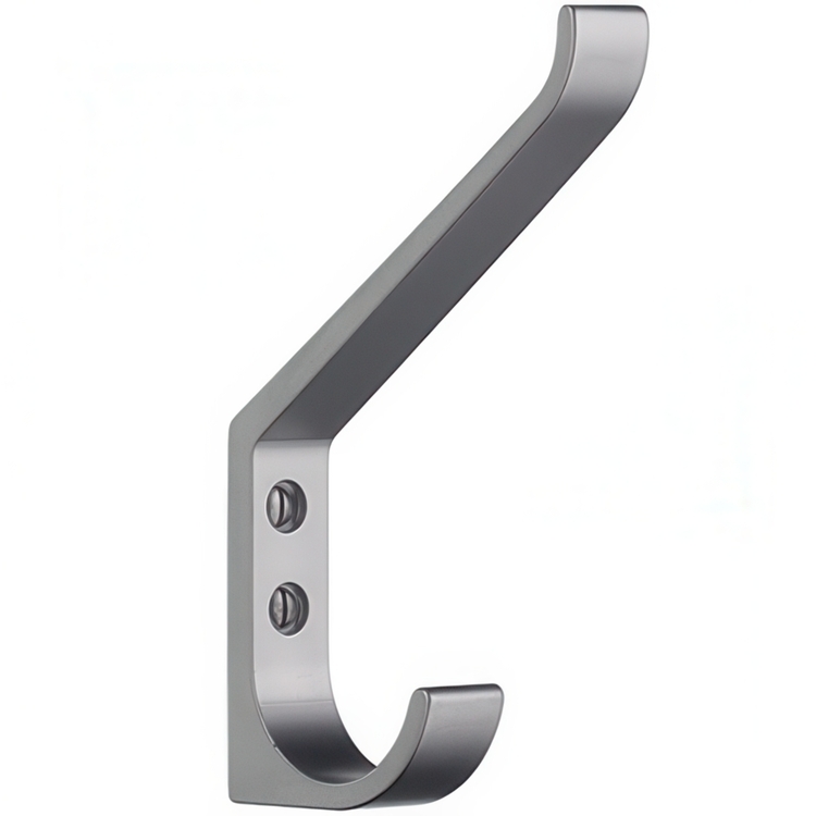 Coat hook in aluminium, BESLAGSBODEN, H 13,5 cm, Silver