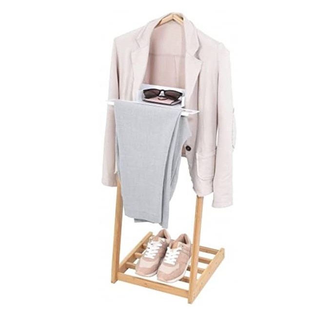 Clothes rack in Bamboo, VALET STAND, Nature / White