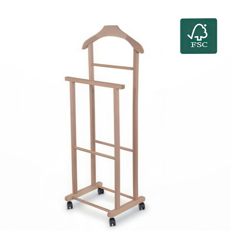 Clothes rack in wood, with wheels, VALET STAND