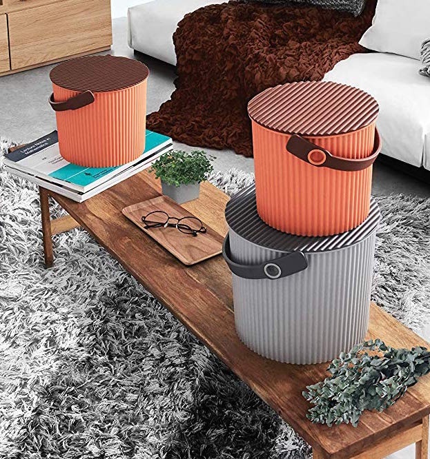 Bucket / basket with lid, SMALL OMNIOUTIL, 8L, Apricot