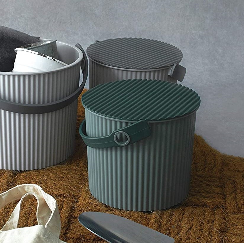 Bucket / basket with lid, SMALL OMNIOUTIL, 8L, Baked Green