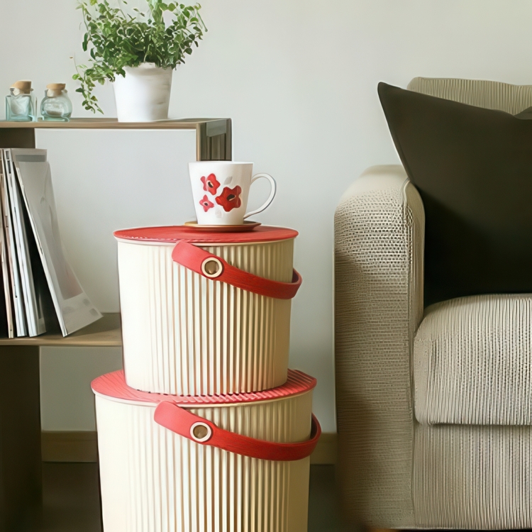 Bucket / basket with lid, LARGE OMNIOUTIL, 20L, Cafe au lait