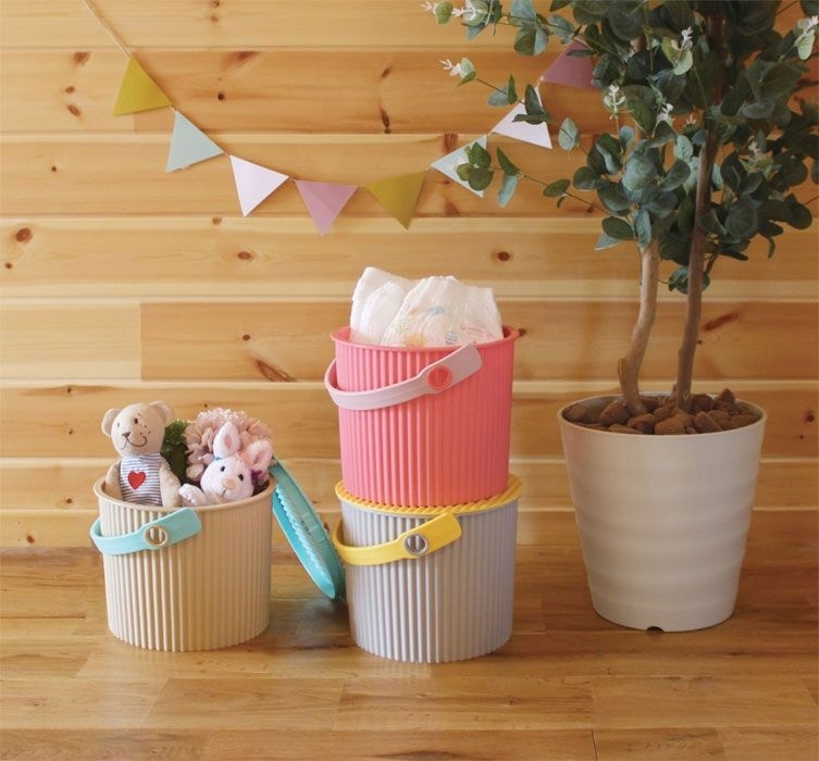 Bucket / basket with lid, MINI OMNIOUTIL, 4 L, Flamingo pink