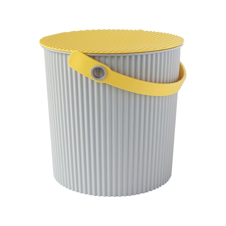 Bucket / basket with lid, LARGE OMNIOUTIL, 20L, Grey / yellow
