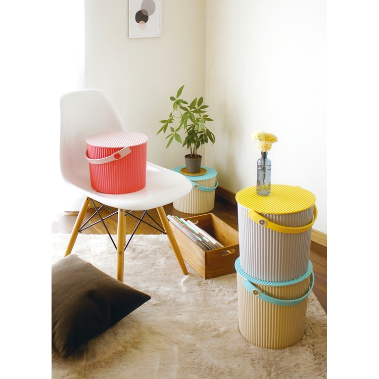 Bucket / basket with lid, LARGE OMNIOUTIL, 20L, Grey / yellow