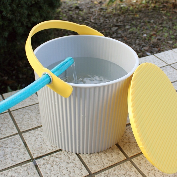 Bucket / basket with lid, MEDIUM OMNIOUTIL, 10 L, Grey / yellow