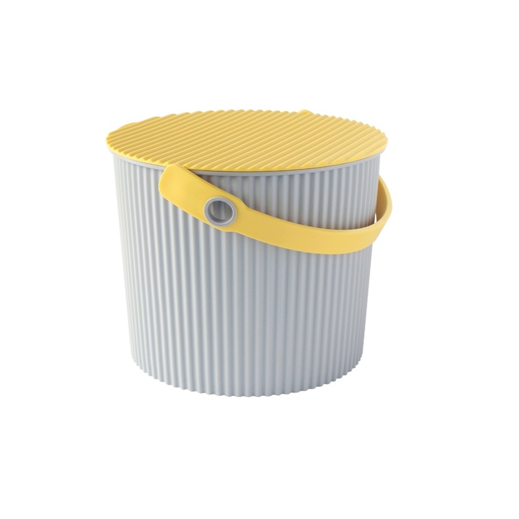 Bucket / basket with lid, SMALL OMNIOUTIL, 8L, Grey / yellow