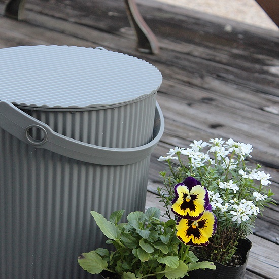 Bucket / basket with lid, SMALL OMNIOUTIL, 8L, Dark Grey