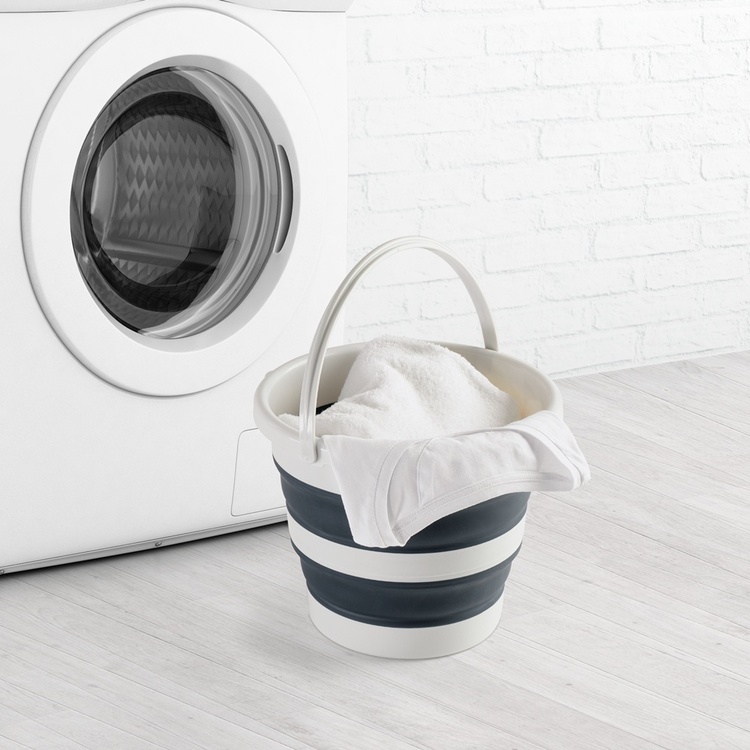 Collapsible bucket,12 L, PLEGABLE, Ø35x26 cm, Light grey / dark grey