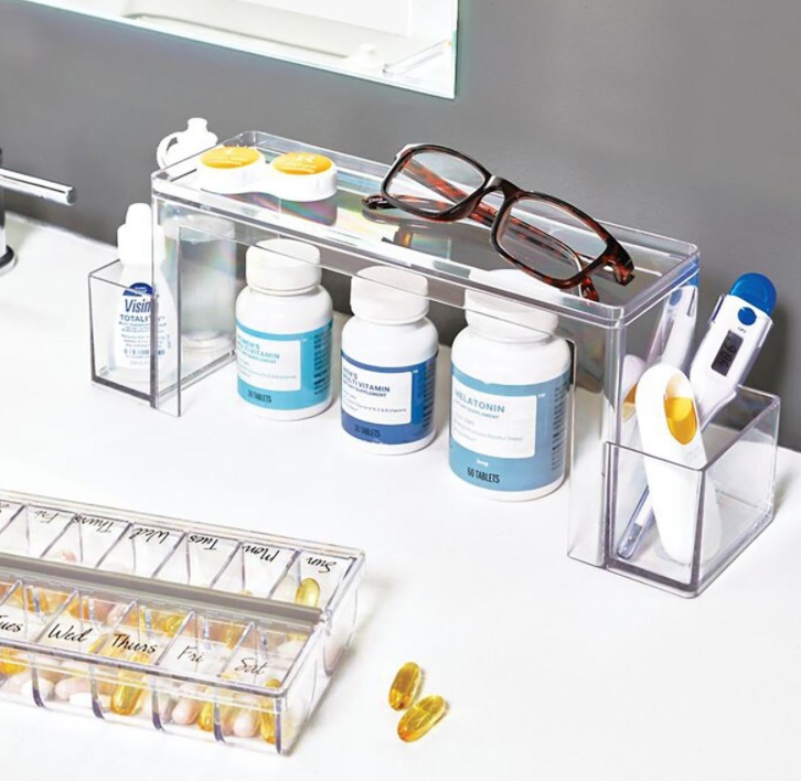 Two-Tier Organizer, THE HOME EDIT MEDICINE SHELF, 31,8 x 8,3 x H 11,4 cm, Clear