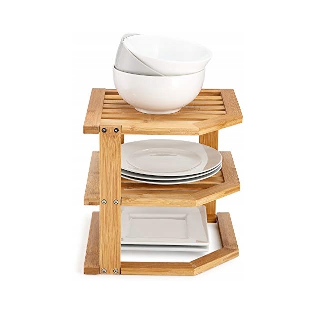 Shelf for corners, BAMBOO ANGLE SHELF, 25,5 x 25,5 x H 23 cm, Natural