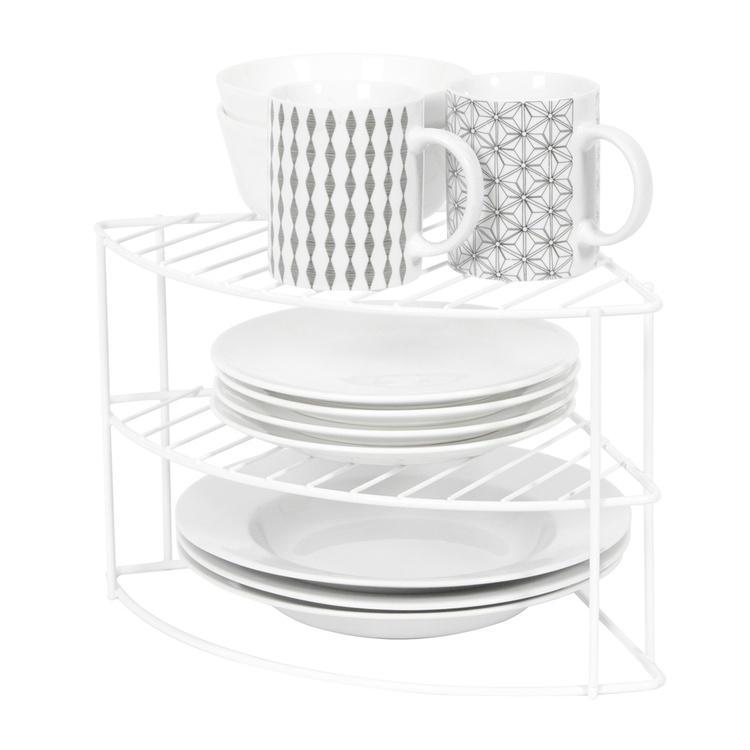 Shelf with 3 shelves, CORNER SHELF CURVED, 24 x 23 x H 20,5 cm, White