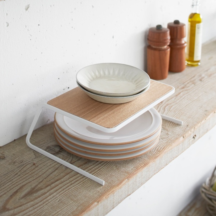 Dish storage, TOSCA, Yamazaki, 26,5 x 19,5 x H 9 cm White / Wood