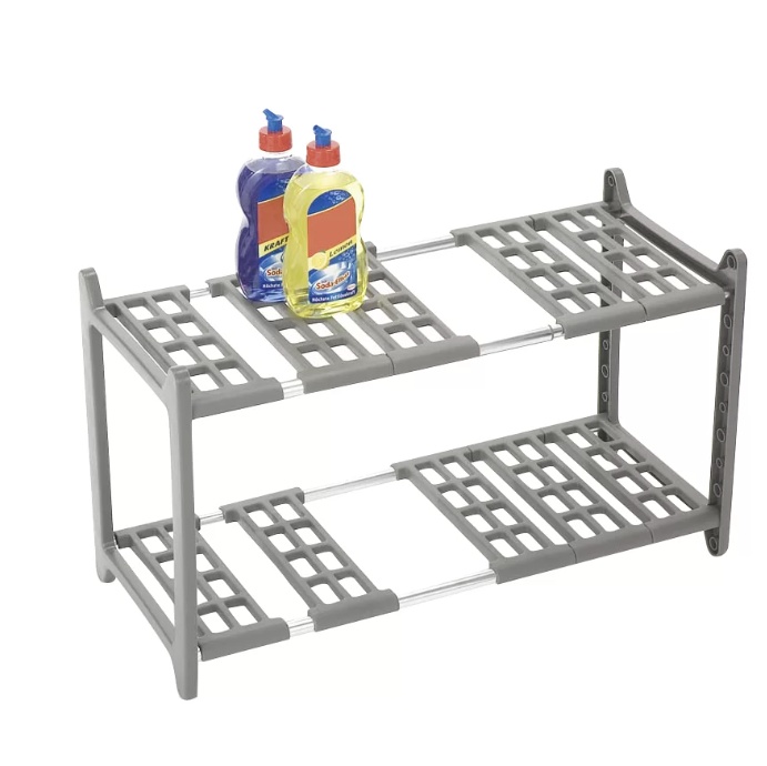 Under Sink Storage, Extendable, FLEXI UNDER-SINK SHELF, 45 - 80 cm, Grey