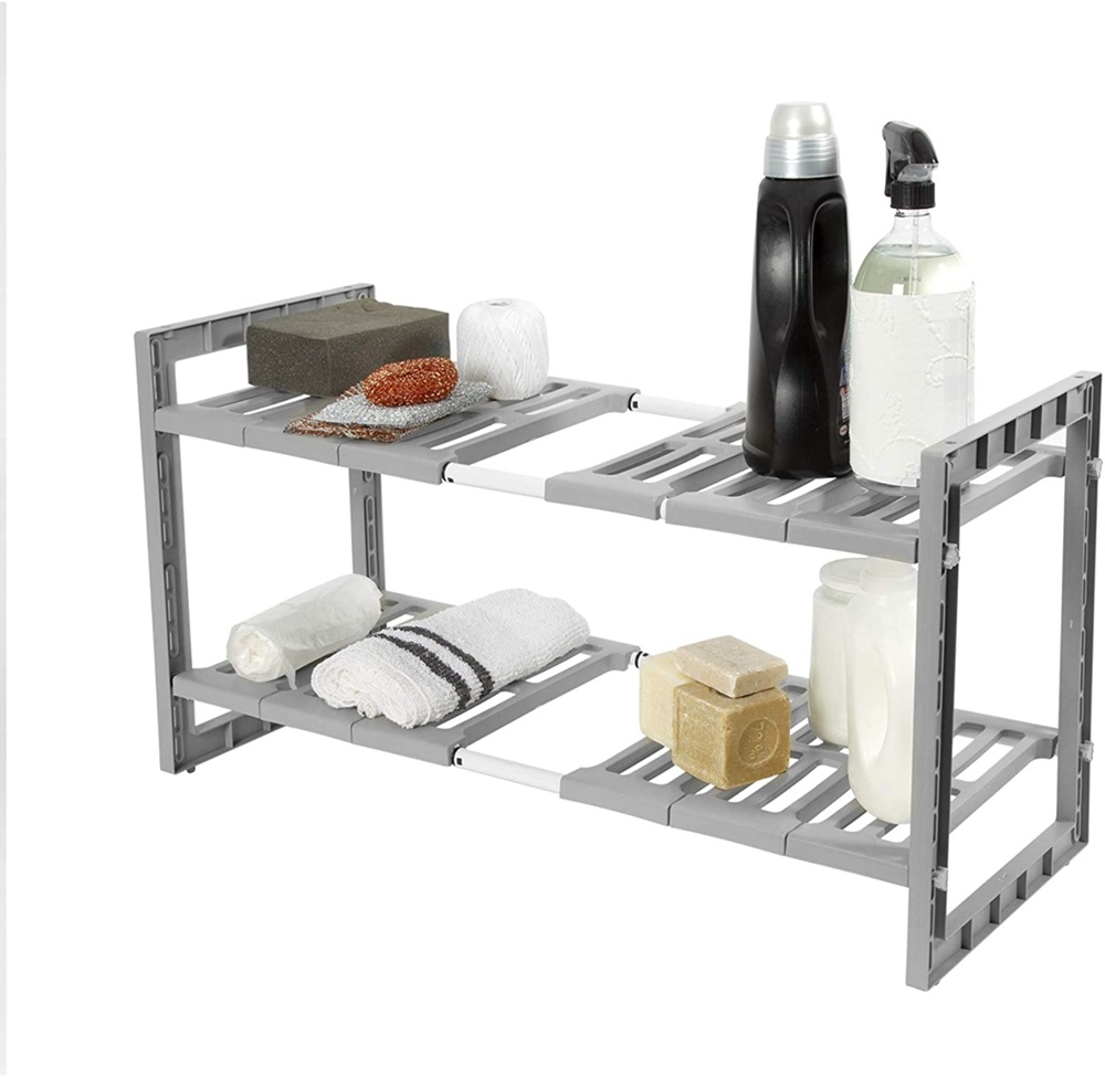 Under Sink Shelf, Extendable, UNDER-SINK RACK, Extendable 48 - 85 cm, Grey