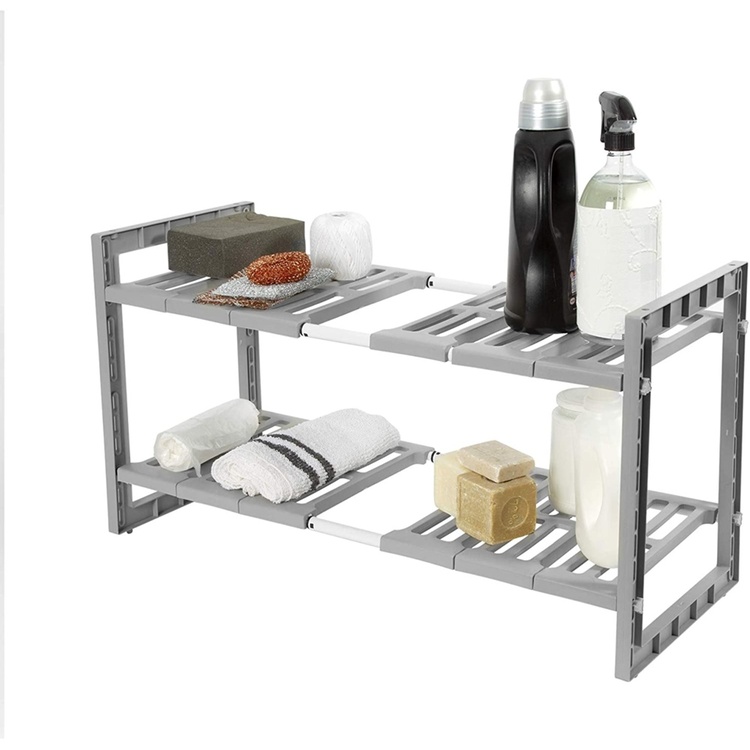 Under Sink Shelf, Extendable, UNDER-SINK RACK, Extendable 48 - 85 cm, Grey