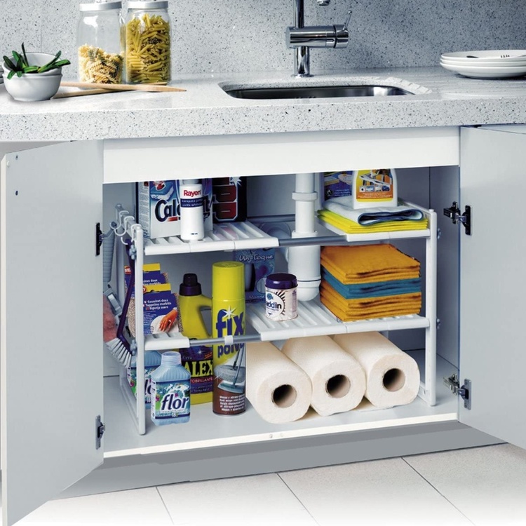 Under Sink Storage, Extendable 41 - 70, RAYEN, Light Grey