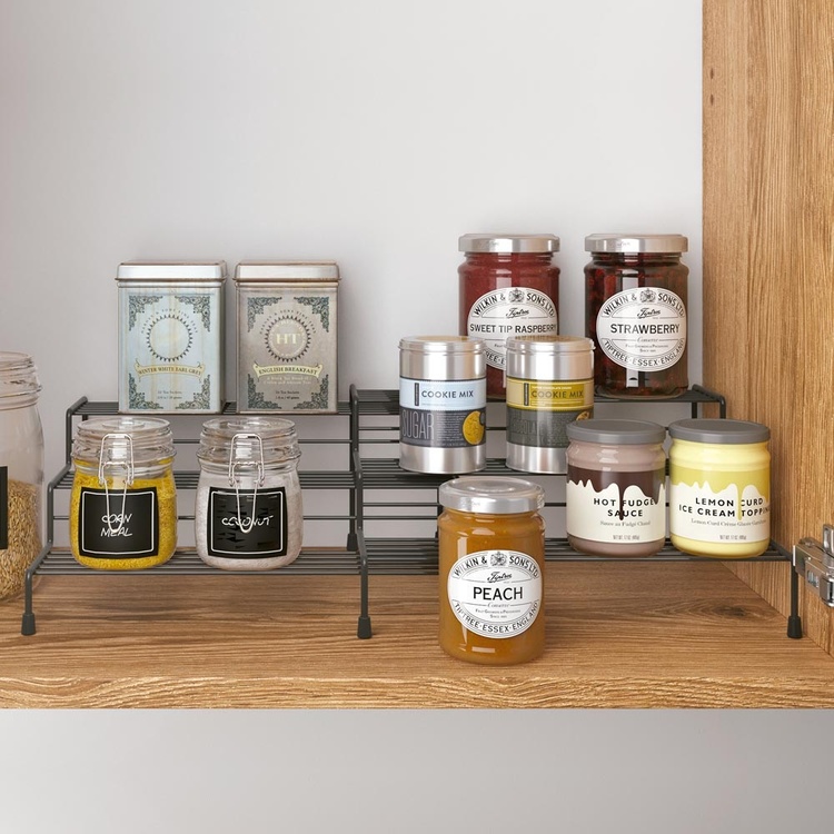 Spice Rack in metal, Expandable, LAVA X-TEND, 28~55 x 23 x 13 cm, Black