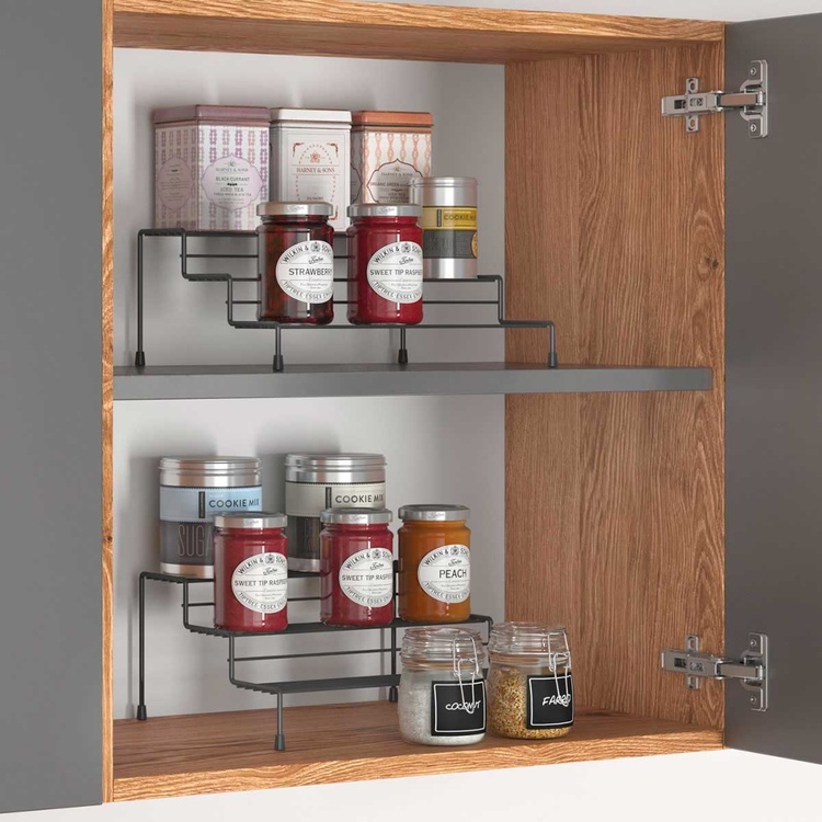 Spice Rack in metal, Expandable, LAVA X-TEND, 28~55 x 23 x 13 cm, Black