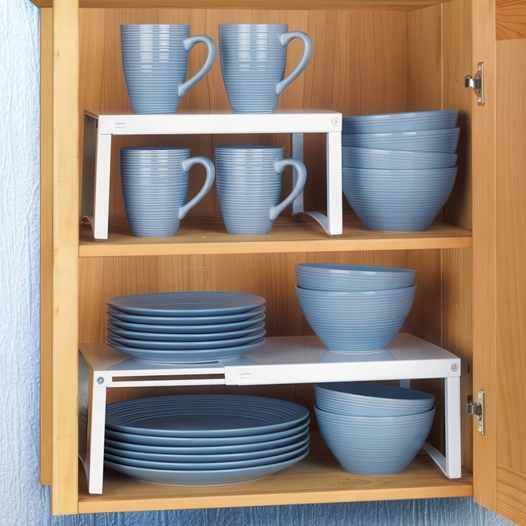 Shelf in strong metal, Extendable, TELESCOPIC SHELF , 30 -54 x 25 x H 15 cm, White
