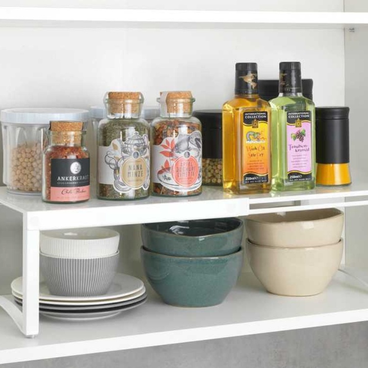Shelf in strong metal, Extendable, TELESCOPIC SHELF , 30 -54 x 25 x H 15 cm, White
