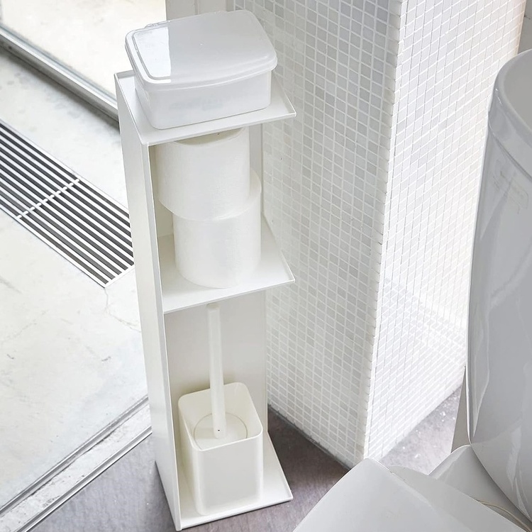 Shelf for toilet paper, TOWER SLIM TOILET RACK, 17 x 13 x H 70,5 cm, White