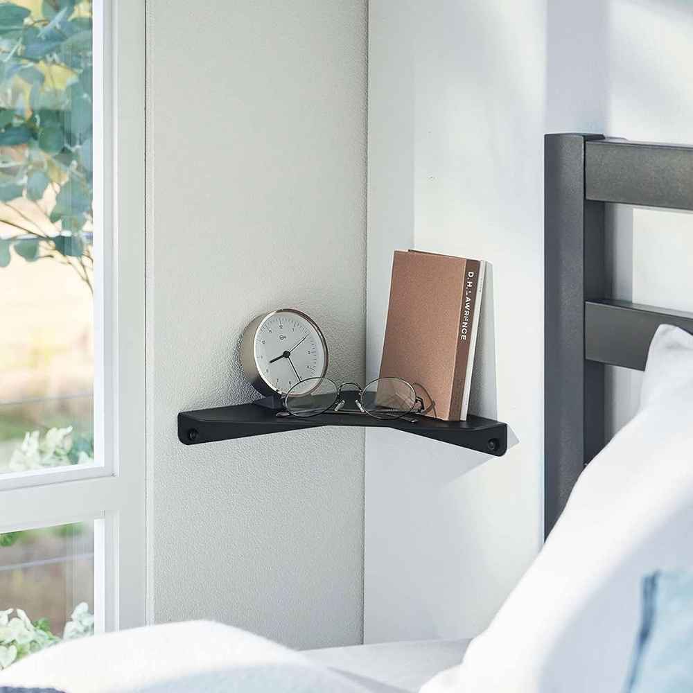 Shelf in metal, TOWER CORNER SHELF, Yamazaki, Black