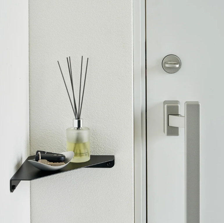 Shelf in metal, TOWER CORNER SHELF, Yamazaki, Black