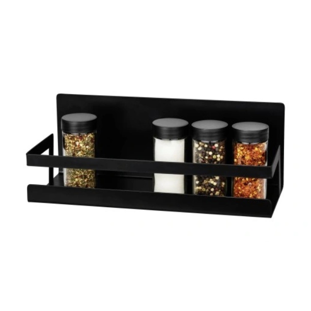 Shelf in sturdy metal, Magnetic / Adhesive, GEWÜRZREGAL, 30 x 11 x H 12 cm, Black