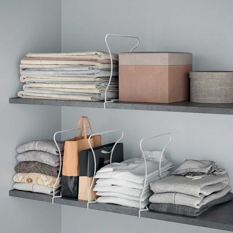 Shelf Dividers in metal. Set of 2, WALLY, 29 x H 30 cm, White